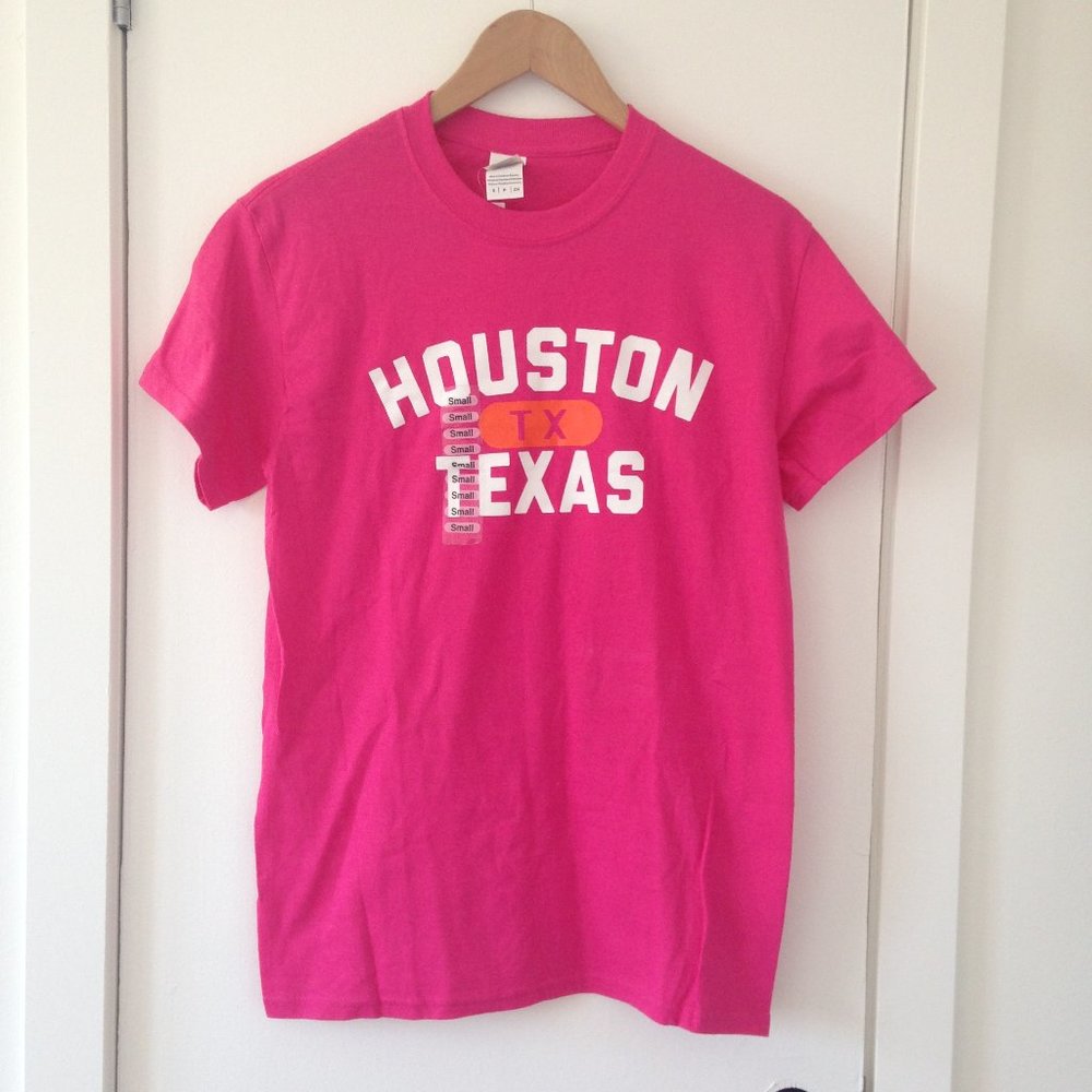 Houston . Texas - Hot Pink Crew Neck T-shirt